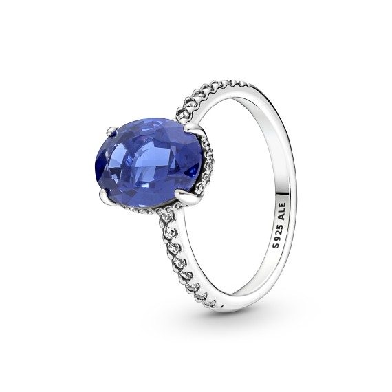 BAGUE HALO SPECTACULAIRE SCINTILLANTE BLEU T52