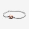 BRACELET FERMOIR COEUR PANDORA ROSE 19CM