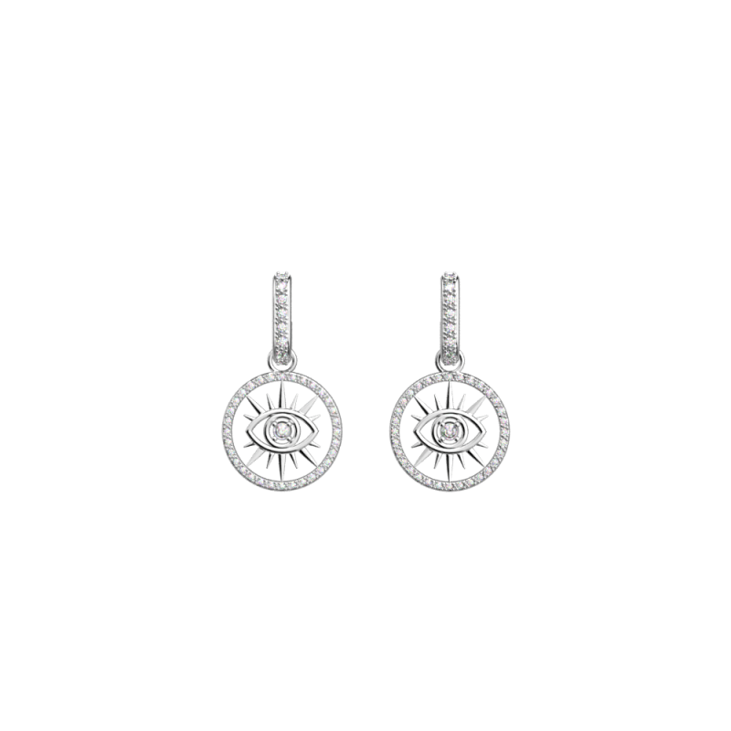 BOUCLES D OREILLES OEIL FINITION ARGENTÉE D16 MM