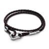 BRACELET DOUBLE TOUR EN CUIR TRESSÉ MARRON T2