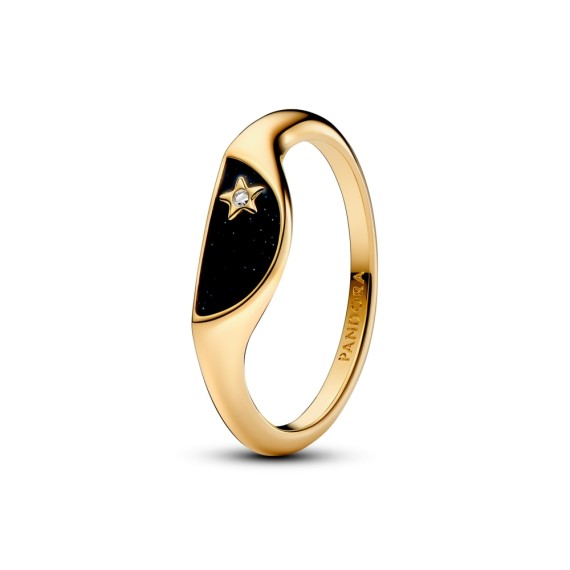 BAGUE CHEVALIÈRE DEMI LUNE DORÉE T54