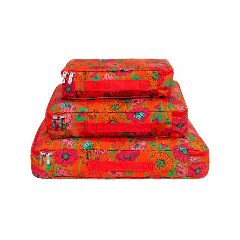 SET DE 3 POCHETTES DE VOYAGE PYLONES - COQUELICOTS