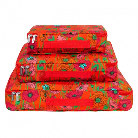 SET DE 3 POCHETTES DE VOYAGE PYLONES - COQUELICOTS