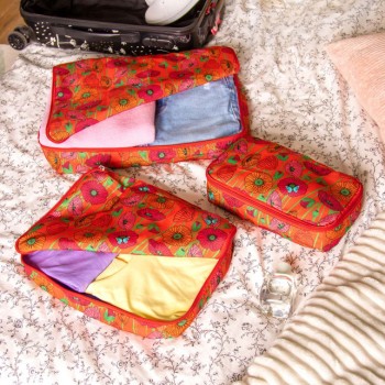 SET DE 3 POCHETTES DE VOYAGE PYLONES - COQUELICOTS