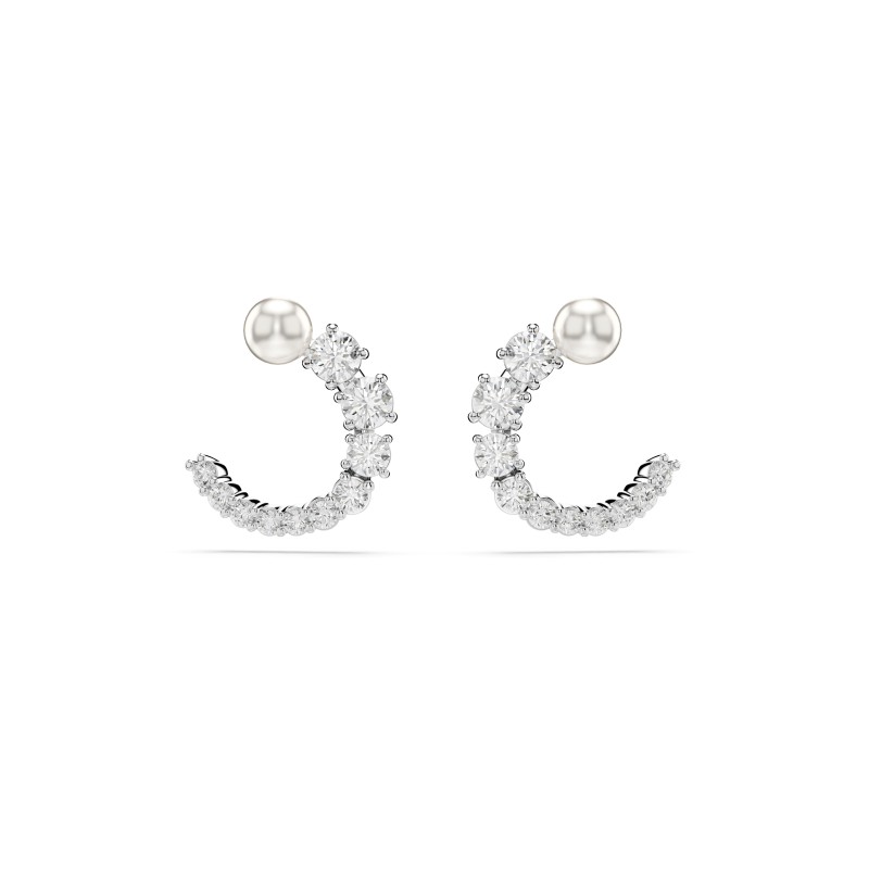 BOUCLES D OREILLES MATRIX - ARGENTÉ ET PERLE