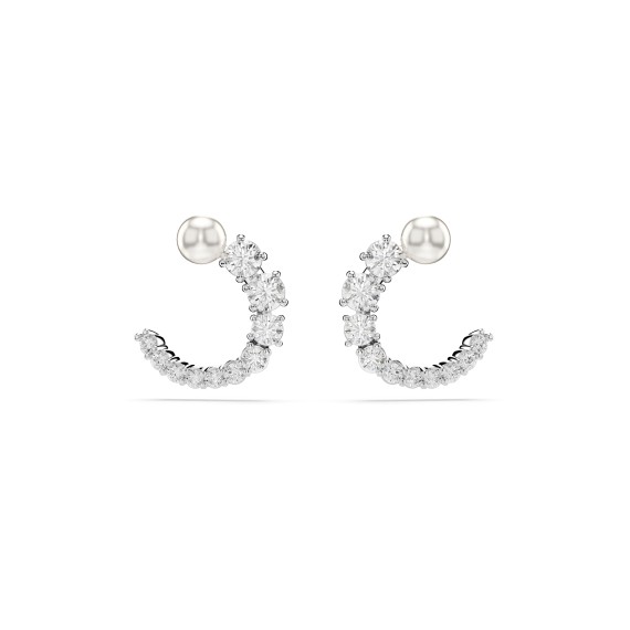 BOUCLES D OREILLES MATRIX - ARGENTÉ ET PERLE