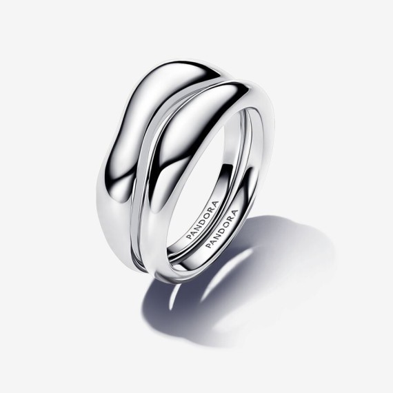 BAGUE EMPILABLE ARGENTÉE DE FORME ORGANIQUE T58 - COLLECTION ESSENCE