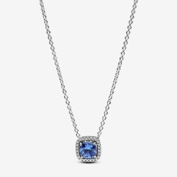 COLLIER HALO BLEU CARRÉ SCINTILLANT