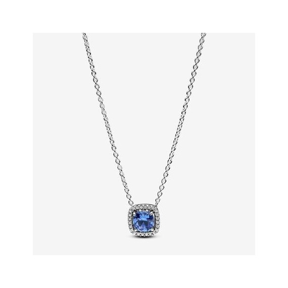 COLLIER HALO BLEU CARRÉ SCINTILLANT