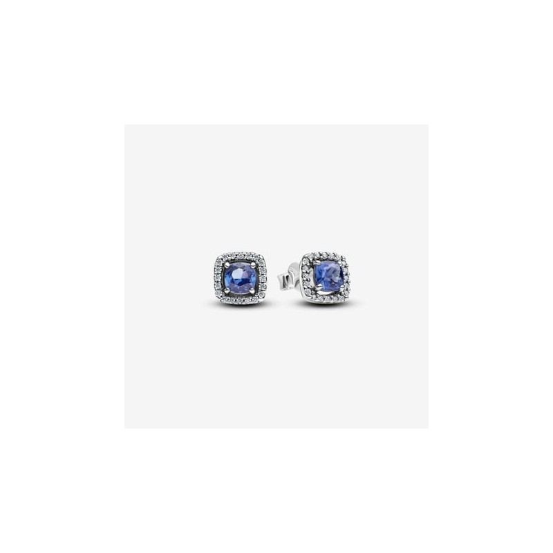 CLOUS D OREILLES HALO BLEU CARRÉ SCINTILLANT