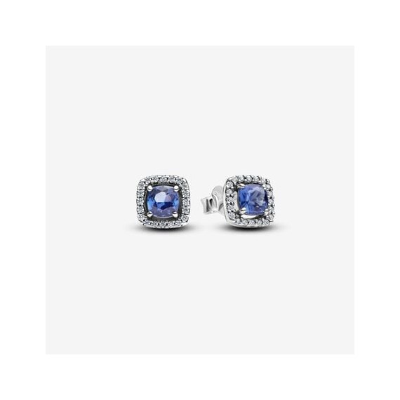 CLOUS D OREILLES HALO BLEU CARRÉ SCINTILLANT