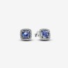 CLOUS D OREILLES HALO BLEU CARRÉ SCINTILLANT