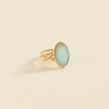 BAGUE ILIOS - AMAZONITE ET DORÉ