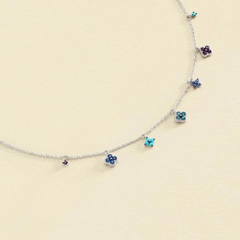 COLLIER RAS DU COU BELOVED - BLEU ET ARGENTÉ